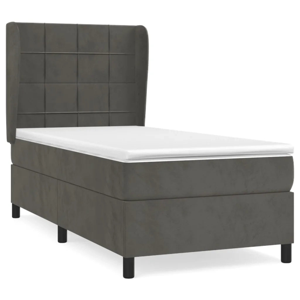 Giroletto a Molle con Materasso Grigio Scuro 90x200 cm Velluto 3129190