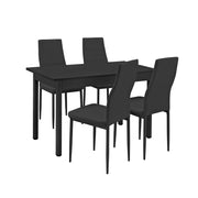 Tavolo da pranzo cucina 120 cm con 4 sedie imbottite nere 03_0003981