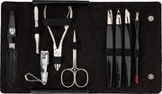 Set di manicure 'Grosseto' - 9 pezzi in pelle sintetica nera - set di cura unghie per uomini - Germania