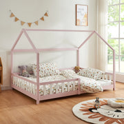 Letto Piazza e Mezza Hesel per Cameretta a Forma di Casetta 120 x 200 cm Rosa [en.casa]