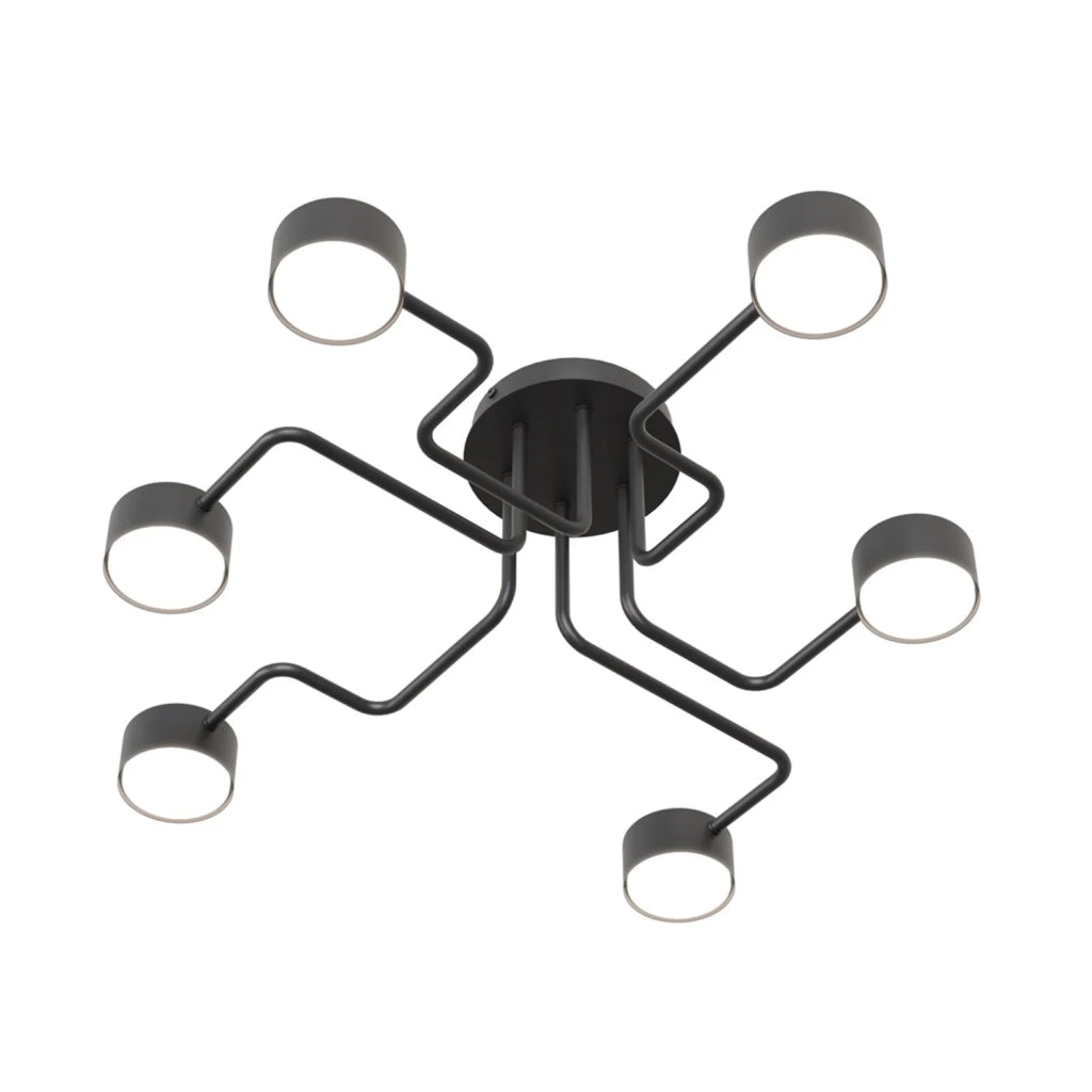 Plafoniera Moderna Ade Acciaio Nero 6 Luci Gx53 Ip20