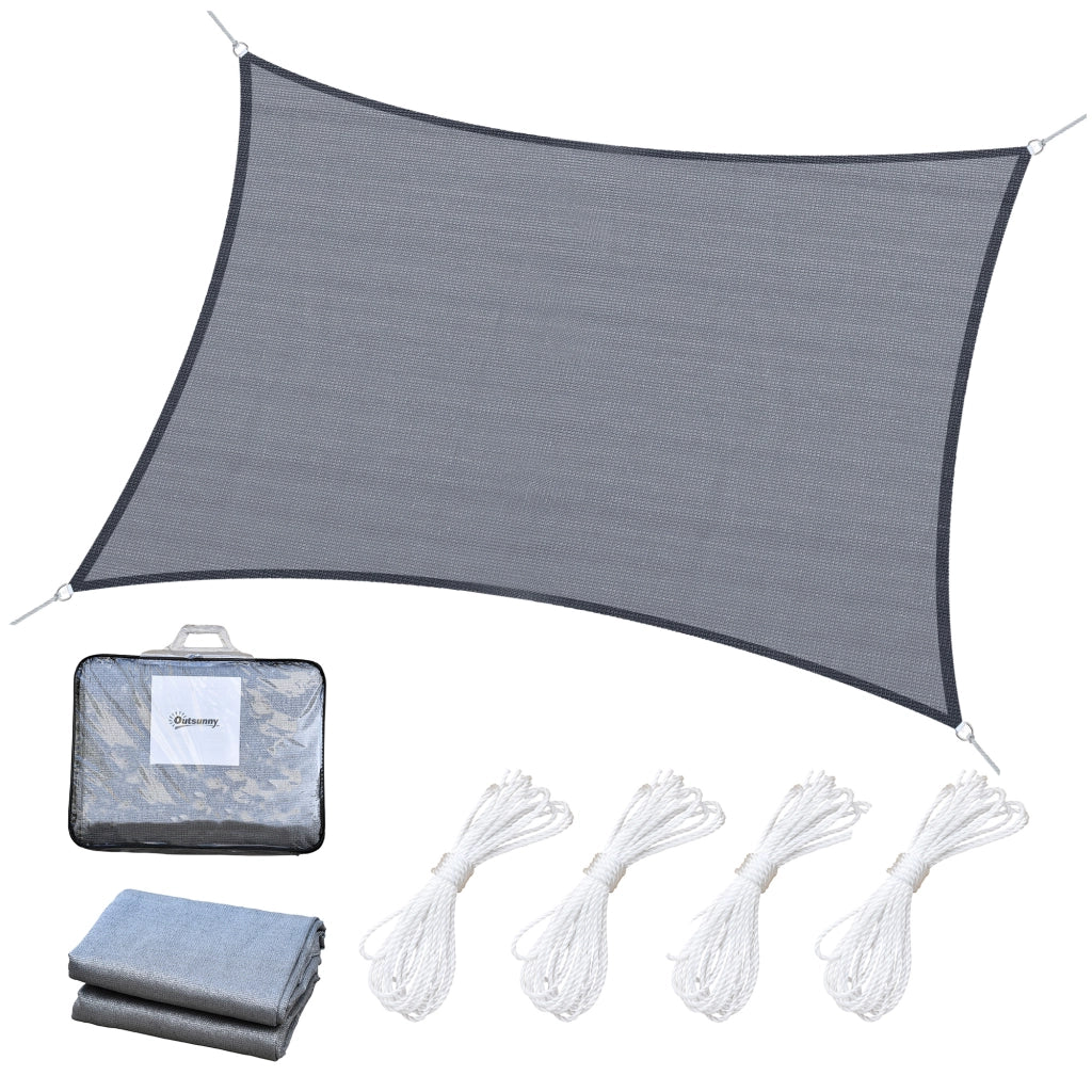 Tenda da sole rettangolare 6x4m polietilene alta densit¨¤ protezione UV con sacco di riporo ¨C zephmum ¨C colore grigio