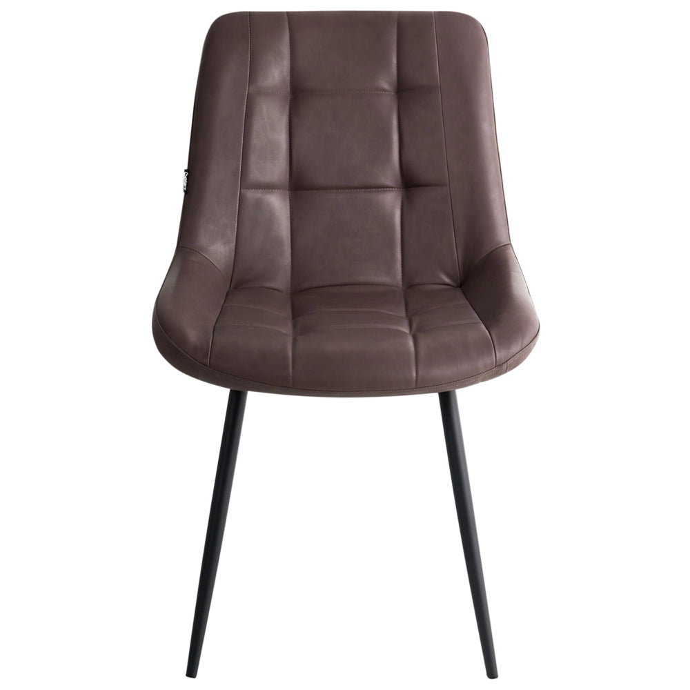 Set di 2 sedie da pranzo in ecopelle marrone scuro gambe in ferro Nero sedie moderne imbottite