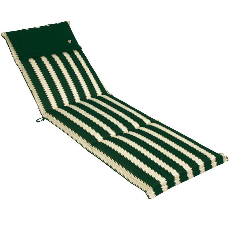 Cuscino da esterno per lettino prendisole, 196x58 cm con volant - Cuscino Da Esterno Per Lettino Prendisole, 196x58 Cm Con Volant Righe&righe (righe Bianche/verdi)