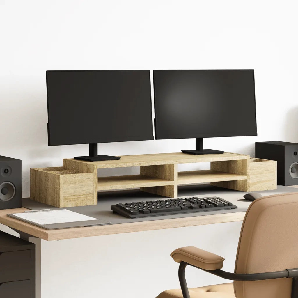 vidaXL Supporto Monitor con Cassetti Rovere 100x27x15 cm in Truciolato