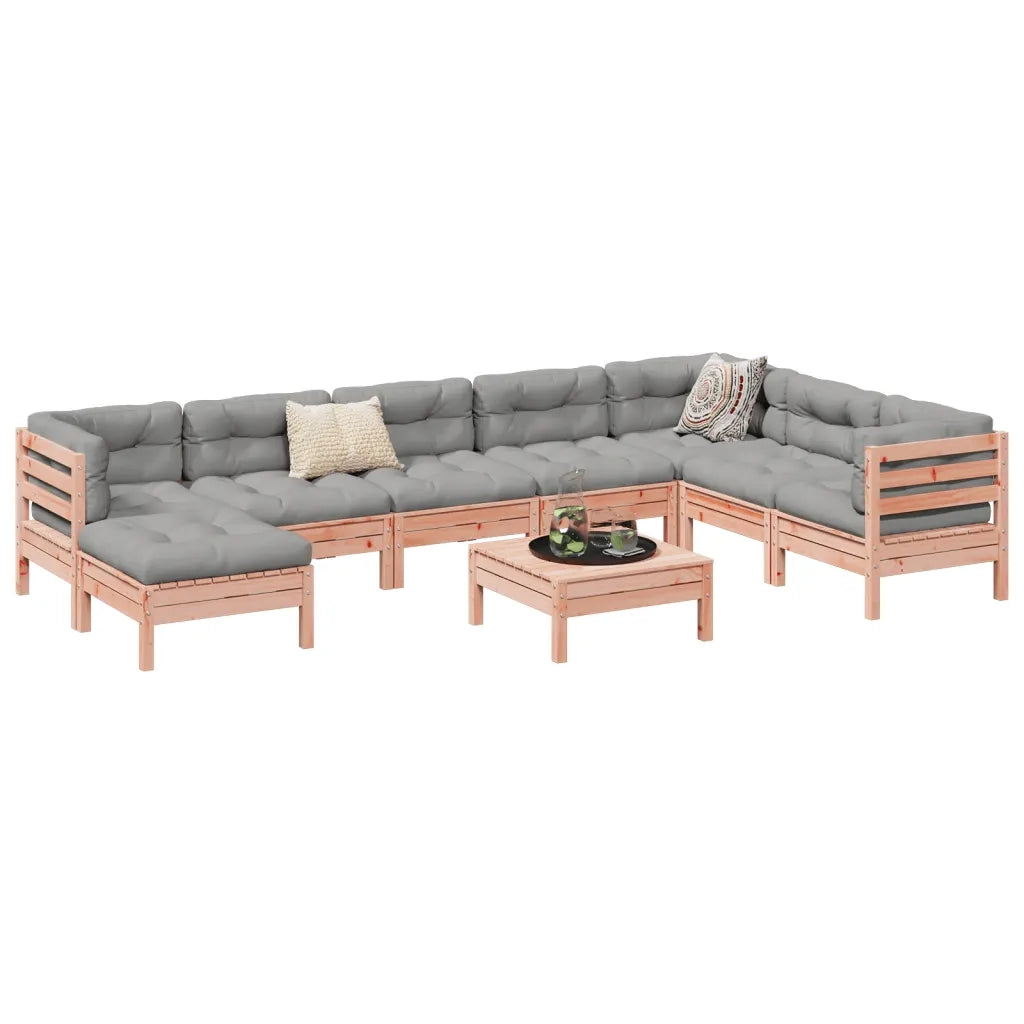 Set Divani Giardino 9 pz Cuscini Legno Massello Abete Douglas