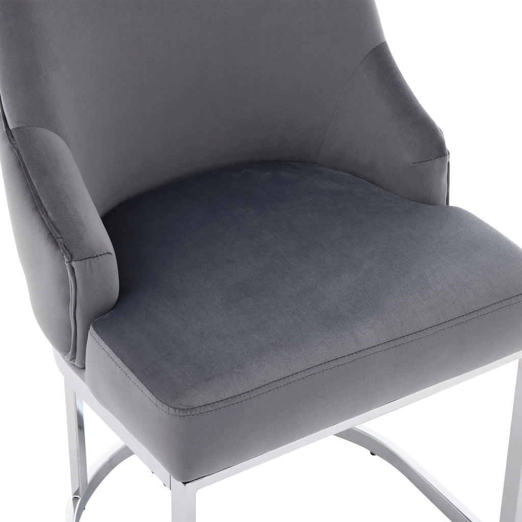 SEDIE da pranzo Set da 2 pezzi Grigio/Argento in velluto