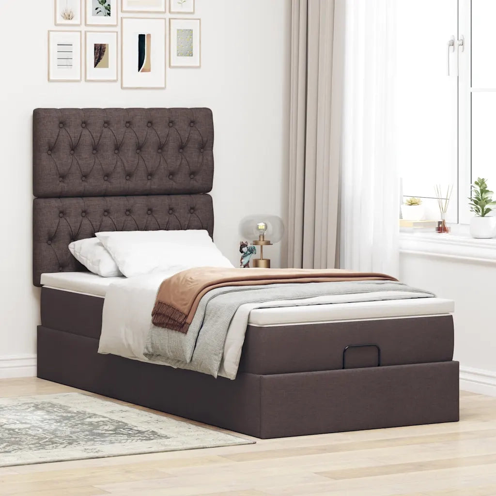 Struttura Letto Pouf con Materasso 90x190 cm in Tessuto