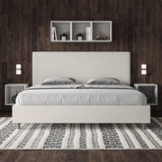 Letto imbottito Matrimoniale 180x210 cm Focus - Bianco,Similpelle,Senza rete