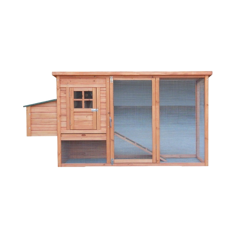 Pollaio da giardino compatto in legno 198x75 cm – per 3-4 galline – pareti 10 mm con voliera e nido di cova – PO2070 Foresta