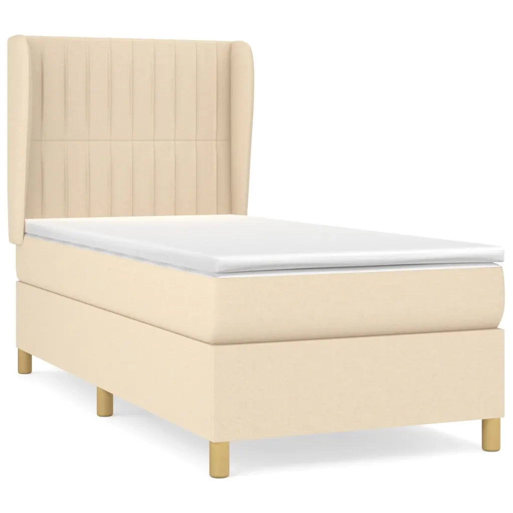 Giroletto a Molle con Materasso Crema 90x190 cm in Tessuto