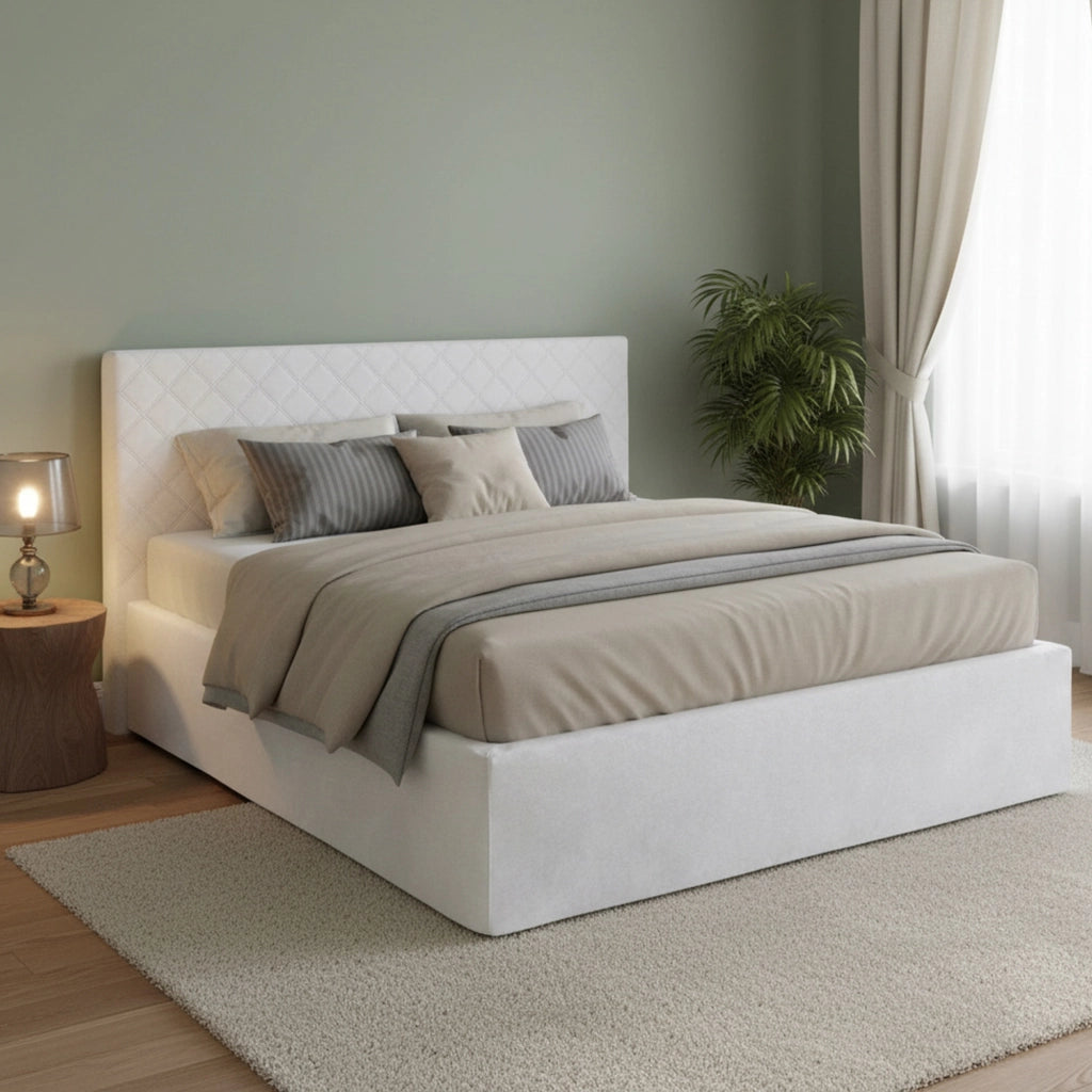 Letto Matrimoniale Delinda, Letto Matrimoniale Materasso Incluso Made in Italy, Bianco