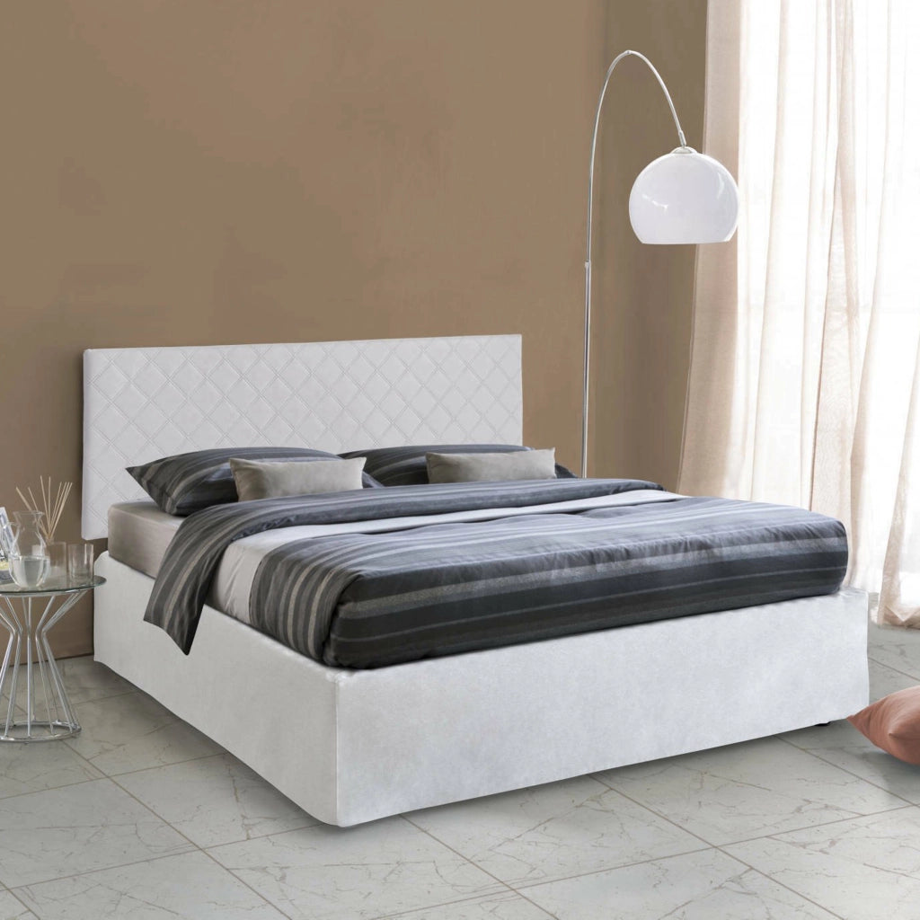 Letto Matrimoniale Delinda, Letto Matrimoniale Materasso Incluso Made in Italy, Bianco