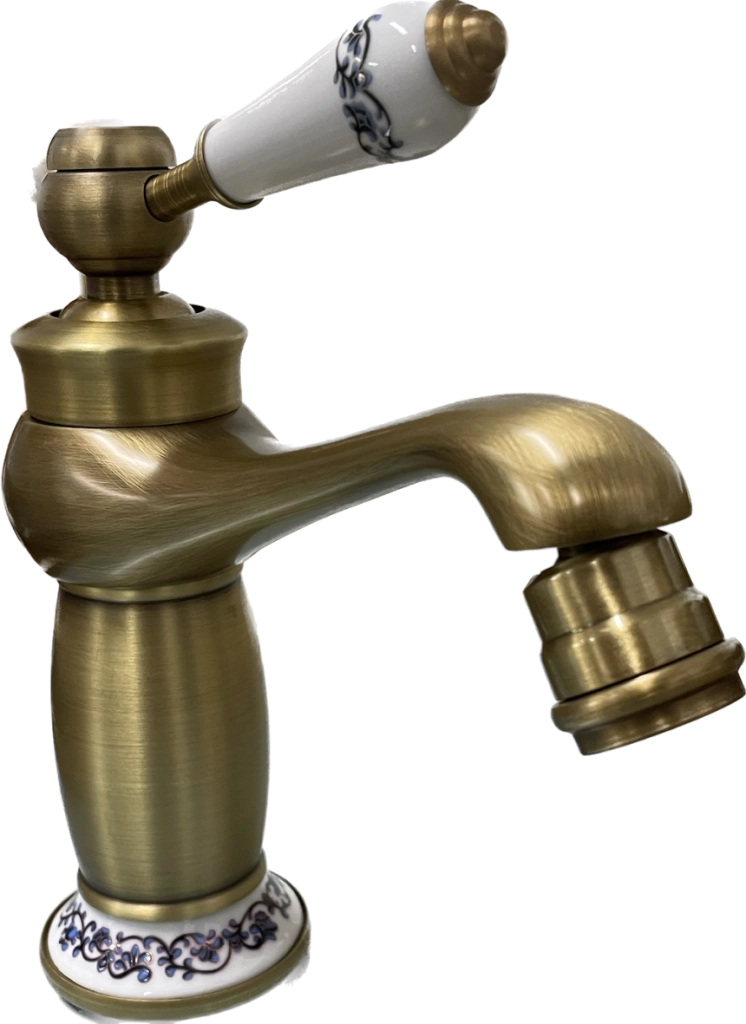 Rubinetto miscelatore per bidet bagno vintage bronzato con dettagli in ceramica