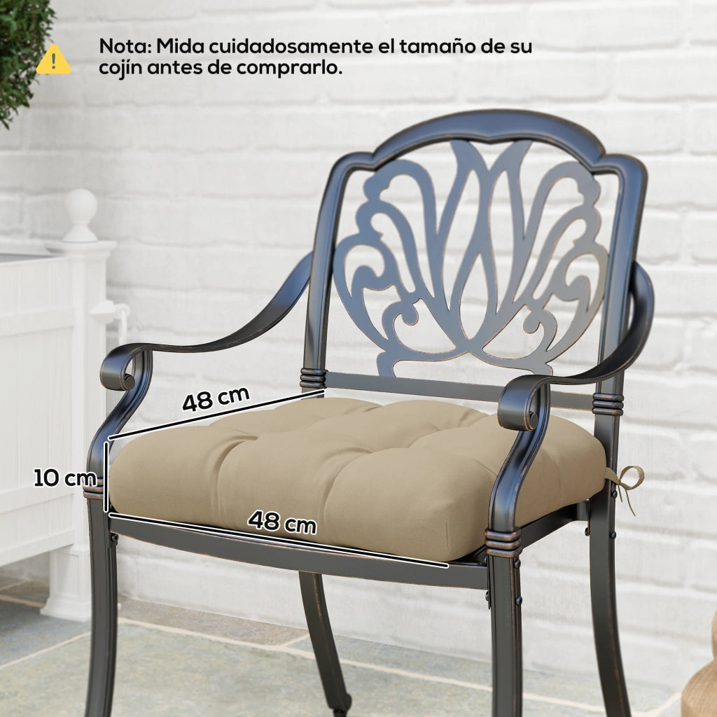 Cuscini per Sedie da Pranzo e Giardino ¨C zephmum ¨C Impermeabile, Anti-UV, 48x48x10 cm, Colore Cachi