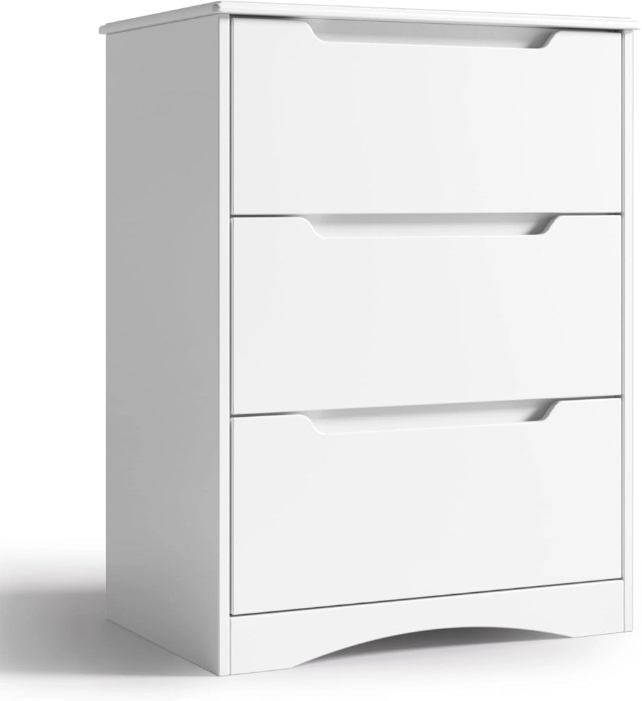 Cassettiera Camera da Letto con 3 cassetti, settimino camera da letto,Moderno e Salvaspazio per la Camera da Letto Soggiorno e Ingresso, 60 x 40 x 82 CM,Bianco