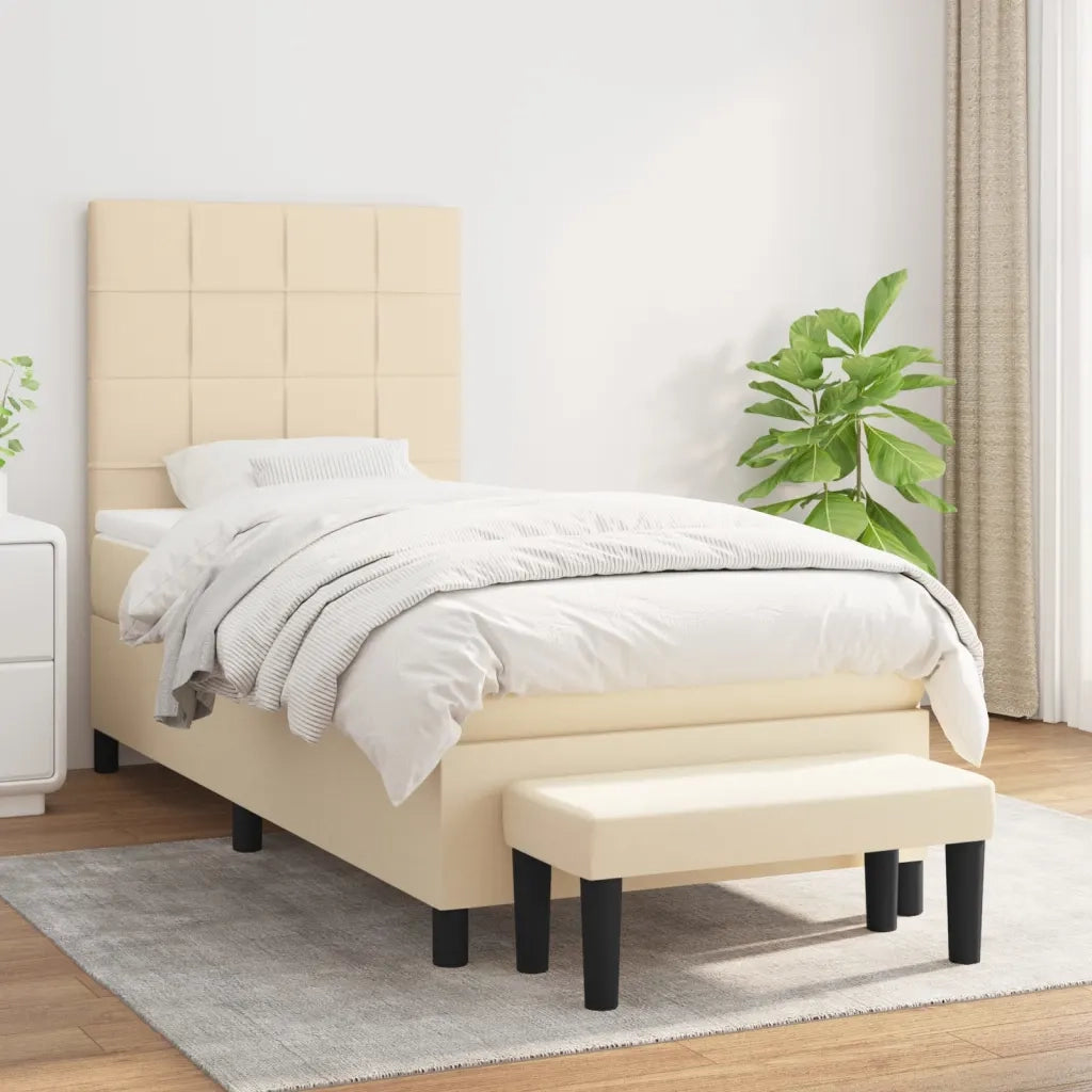 Giroletto a Molle con Materasso Crema 80x200 cm inTessuto