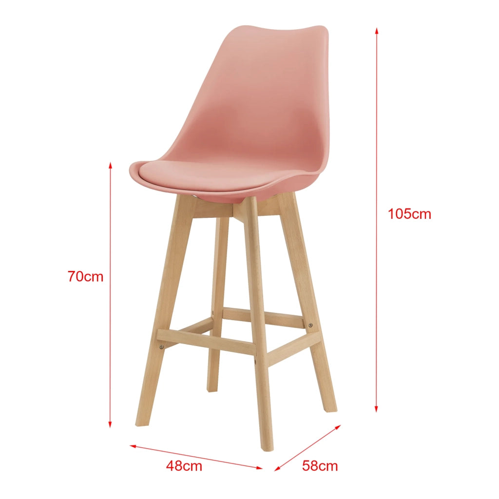 Set di 6 sgabelli da bar in plastica sintetica finitura faggio 105x48x58 cm rosa 03_0008729