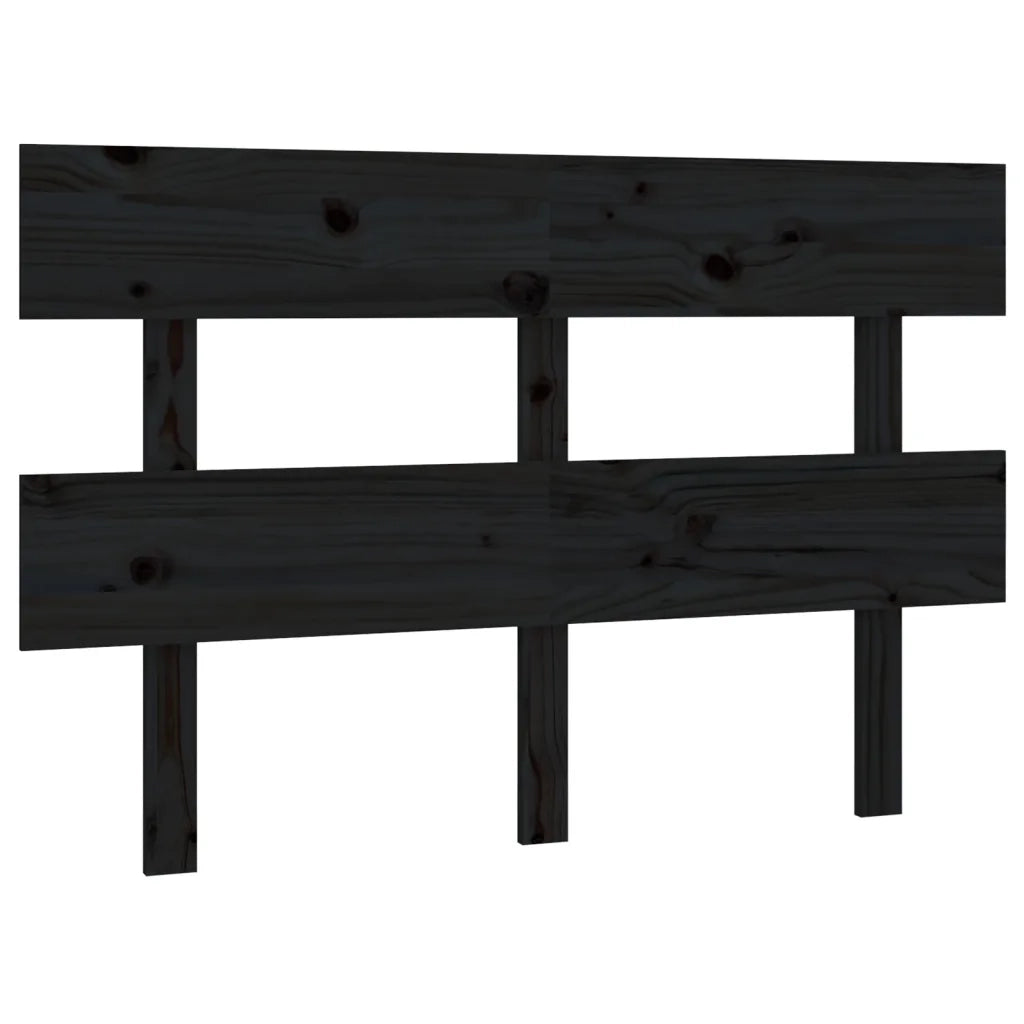 Testiera per Letto Nera 138x3x81 cm in Legno Massello di Pino 819069