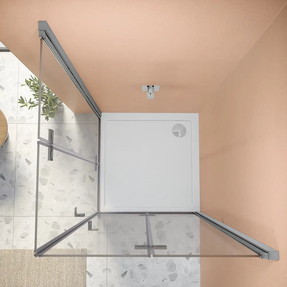 Box doccia angolare 90x90cm doppia anta a libro profili cromati e vetro da 8mm trasparente h195 | Fiji