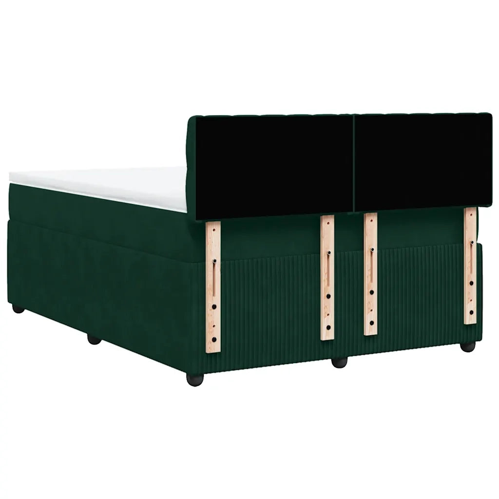 Giroletto a Molle con Materasso Verde Scuro 140x200 cm Velluto 3290067