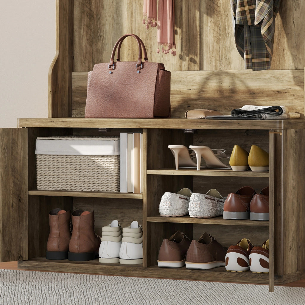 Appendiabiti con ripiano e scarpiera ¨C zephmum ¨C 100x38x172 cm rovere