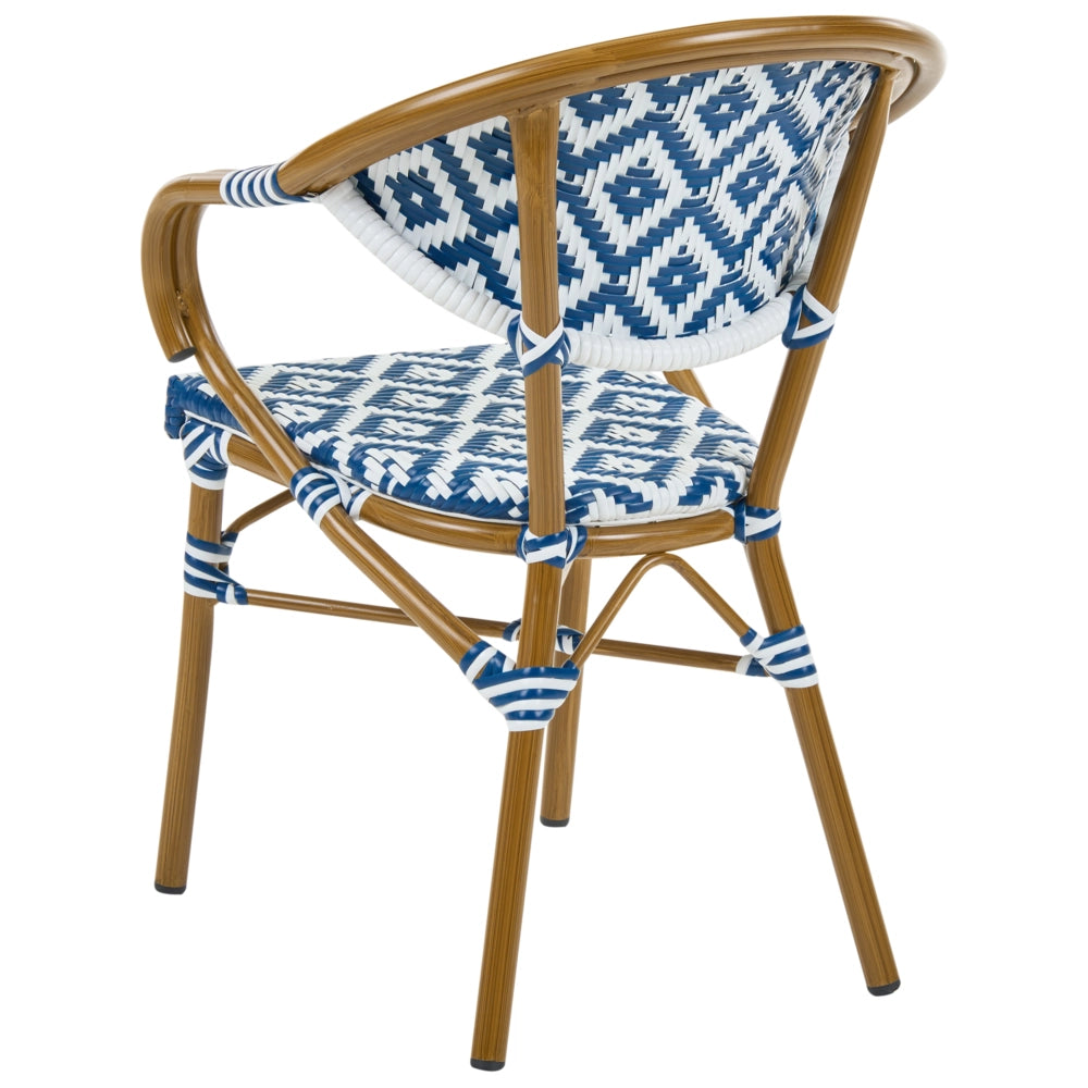 Set di 4 sedie da giardino in Rattan  blu e bianco con struttura in alluminio