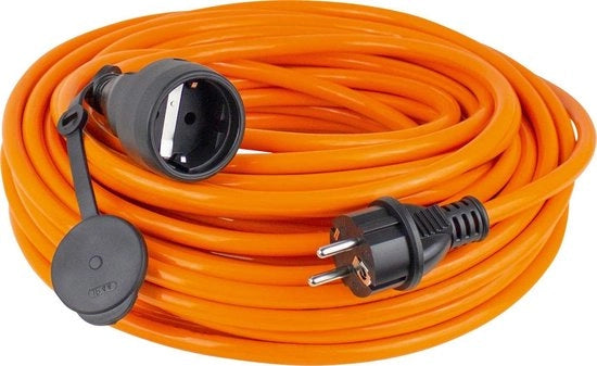 Cavo di allungamento per cantiere con presa di corrente e protezione IP44 230 V 16 A 5 metri lunghezza cavo arancione