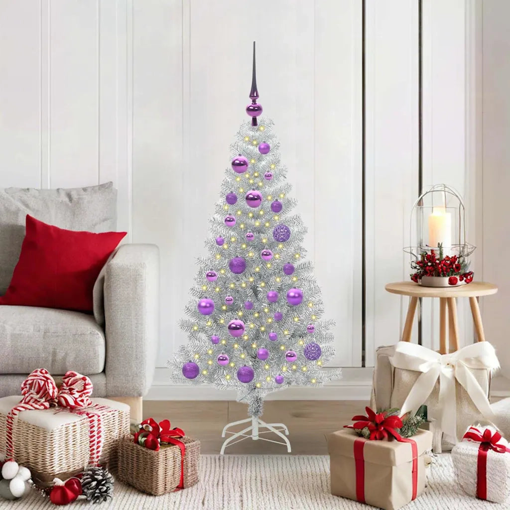 Albero di Natale con 150 LED con supporto Argento 120 cm PET 3396658