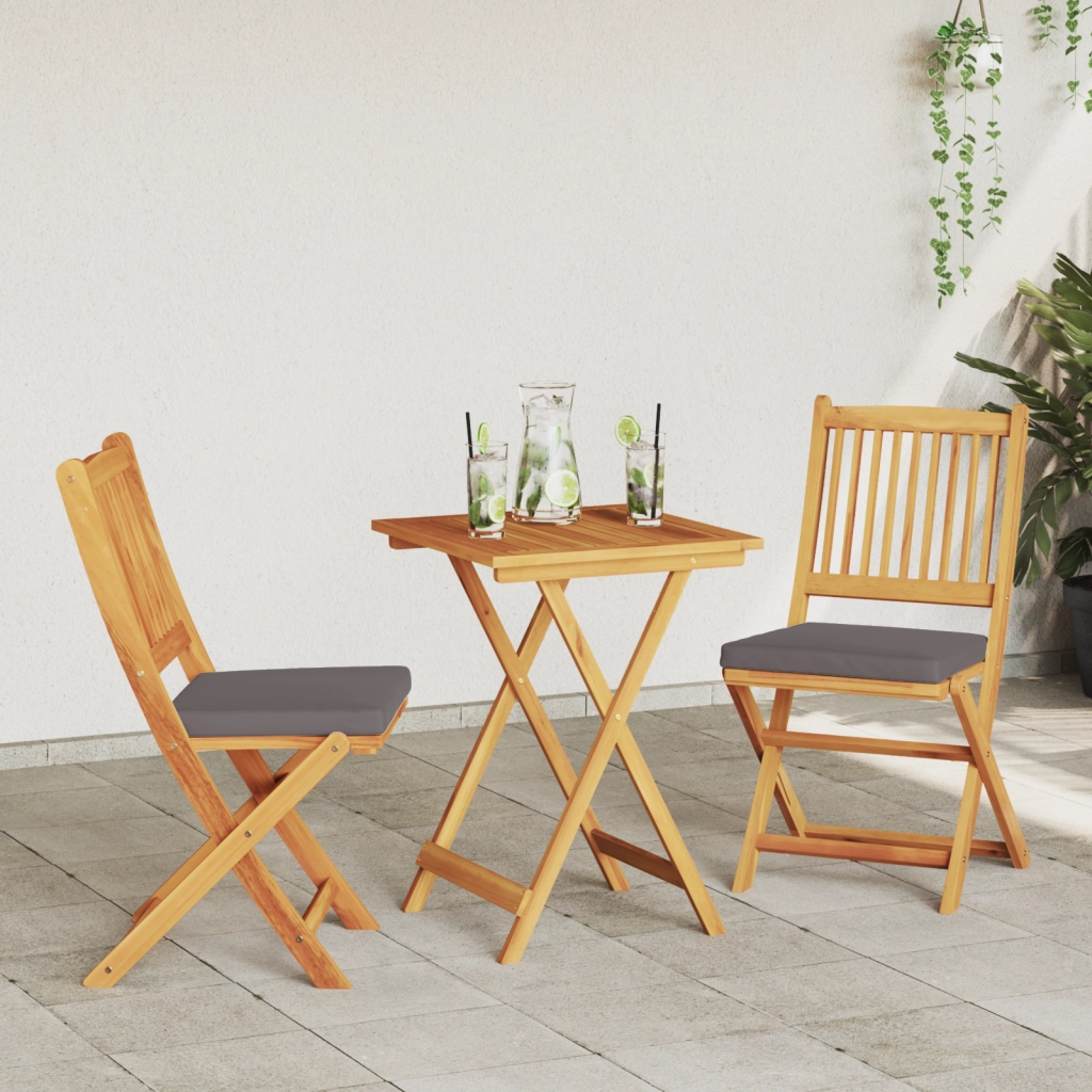 Set da giardino bistro 3 pezzi in legno massello di acacia