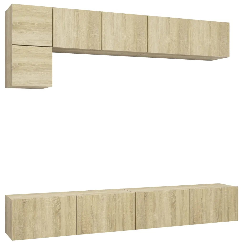 Set di Mobili TV 5 pz-Credenza per TV Rovere Sonoma in Legno Multistrato