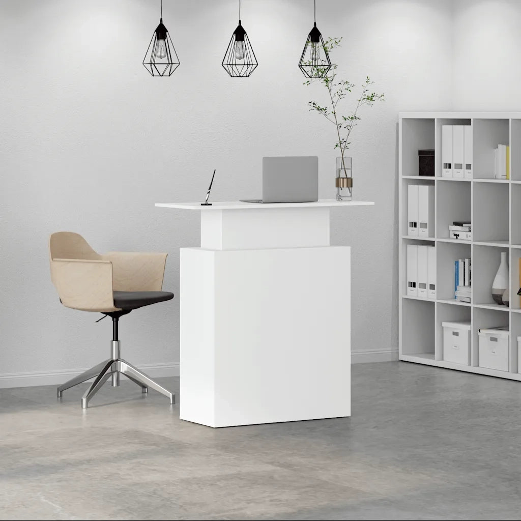 Scrivania | Tavolo da Ufficio per Reception Bianca 100x40x104 cm in Legno Massello