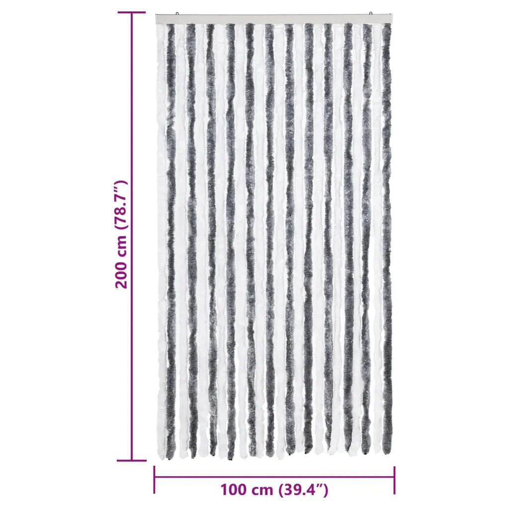 Tenda Antimosche Grigia e Bianca 100x200 cm in Ciniglia CFW3644958