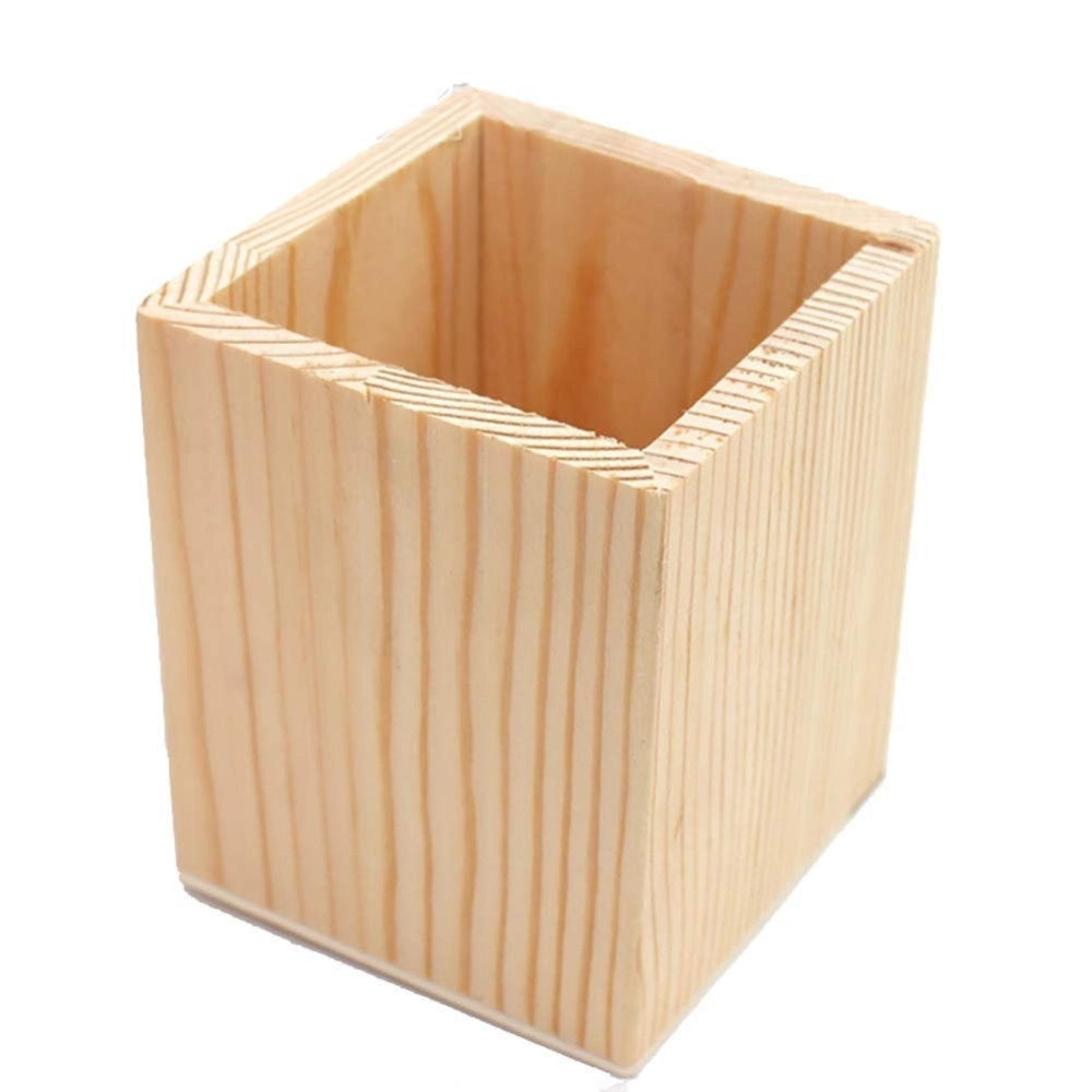 Trade Shop - Portapenne Legno Rettangolare  64887 Organizer 10x8cm Penne Matite Contenitore -