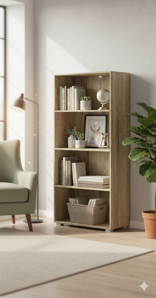 Libreria 4 Ripiani 60x30x130 cm in MDF Rovere