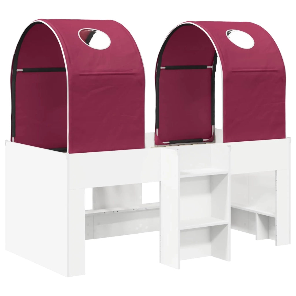 Letto con Tunnel 4 pcs Bianco e Rosso Legno ingegnerizzato