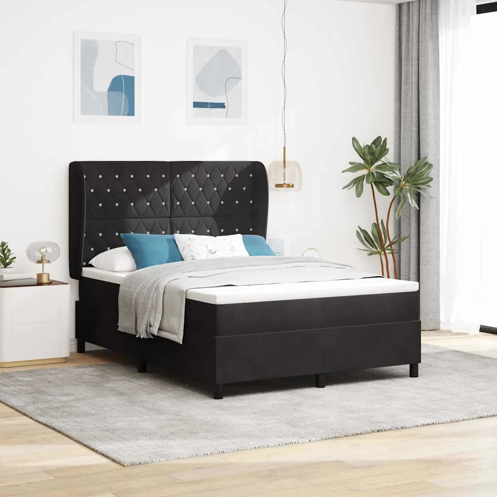 Letto a molle con materasso Nero 200 x 160 cm Poliestere 3340882