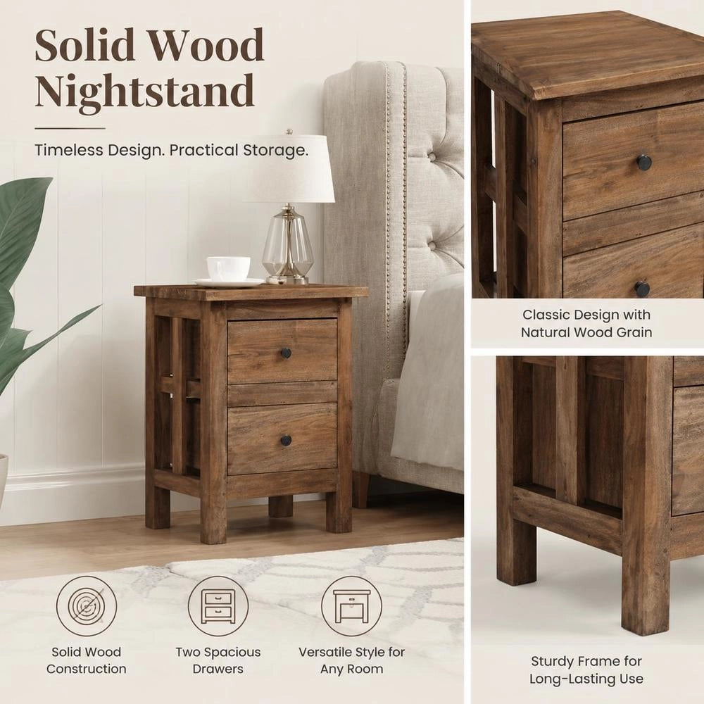 Bedside Table Solid Mahogany 40x30x51 Cm