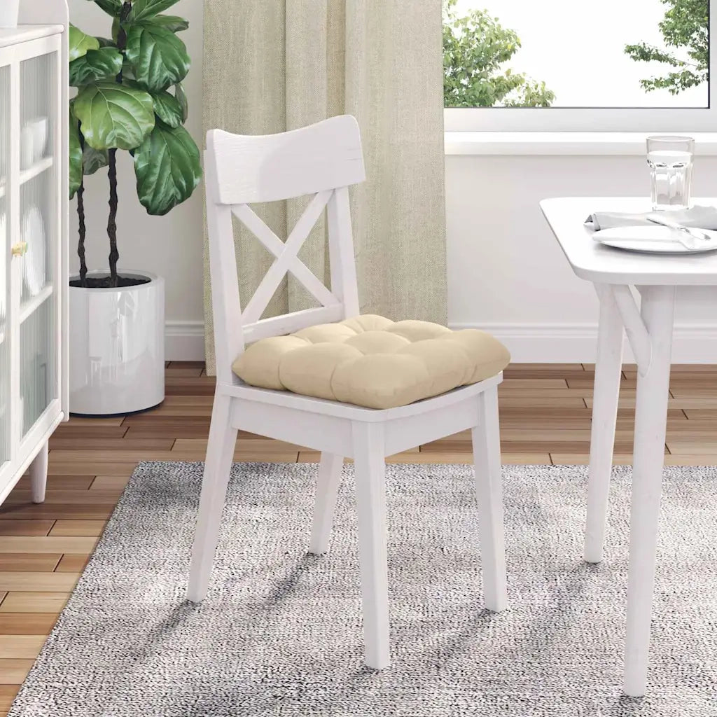 Cuscini per Seduta 4 pz | Cuscini per sedie Crema 40 x 40 cm Tessuto in Microfibra