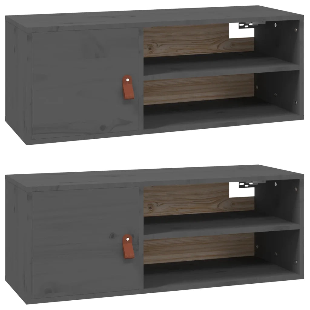 Pensili 2 pz Grigi 80x30x30 cm in Legno Massello di Pino cod mxl 32736