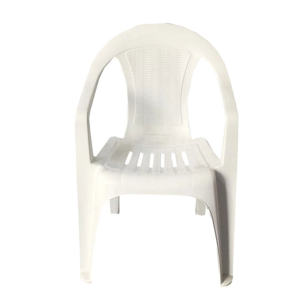 Trade Shop - Set 2pz Sedia Bianca In Plastica Monoblocco Impilabile Con Braccioli 53x43x78cm 007359 -