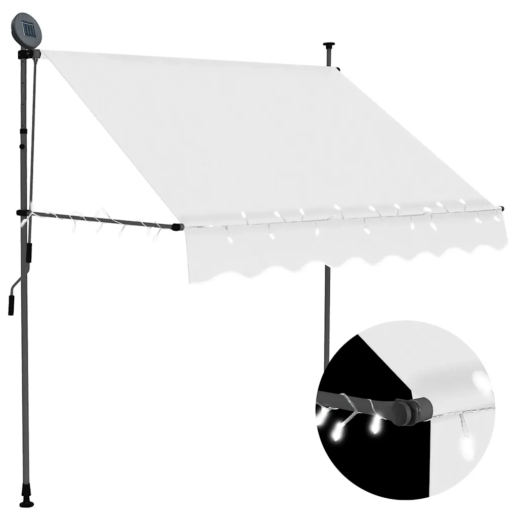 Tenda da Sole Retrattile Manuale con LED 100 cm Crema cod mxl 20621