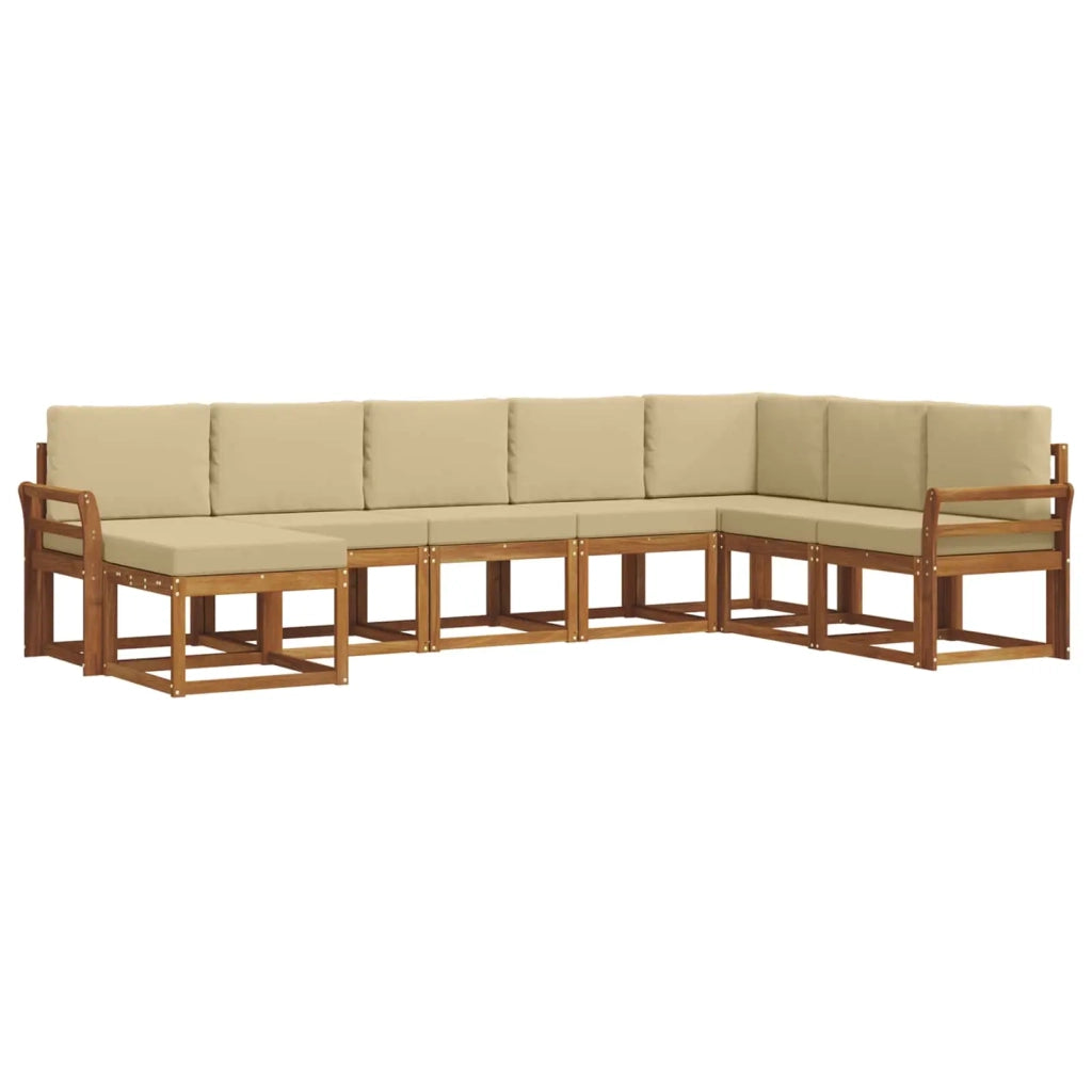 Set di divani da esterno con cuscino 8 pcs Naturale e Beige