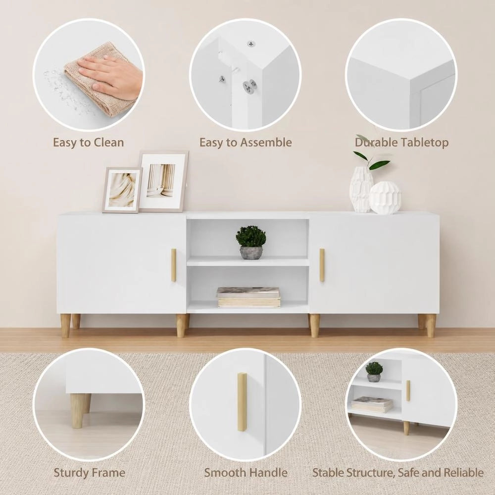 TV Cabinet White 150x30x50 Cm Wood-based Material