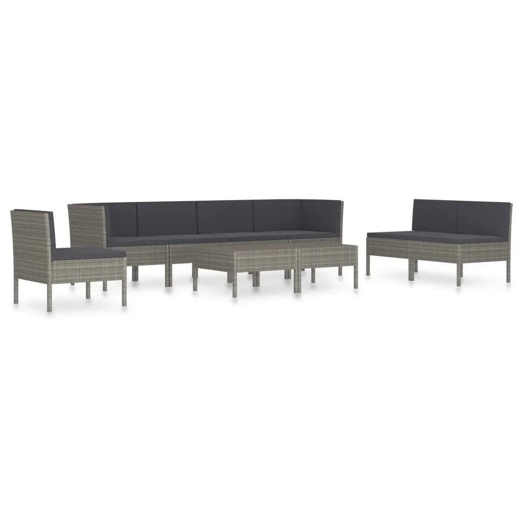 Set Divani da Giardino 9 pz con Cuscini in Polyrattan Grigio 3056972