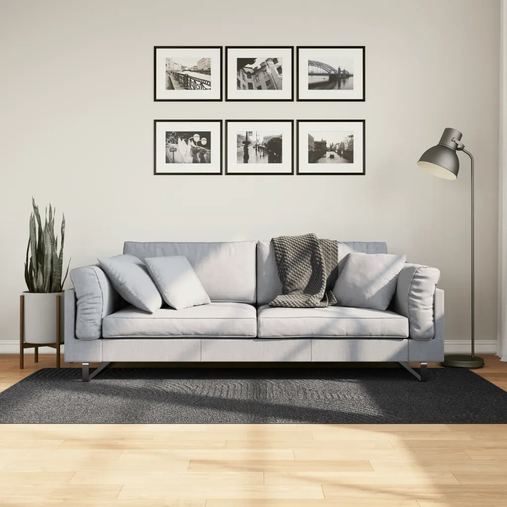 Tappeto del soggiorno | Tappeto IZA a Pelo Corto Aspetto Scandinavo antracite 100x200cm