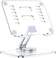 Stand periferico per tablet in alluminio pieghevole e ripiegabile per scrivania - supporto per iPad Surface Galaxy Tabs Kindle Fire Nexus - trasparente
