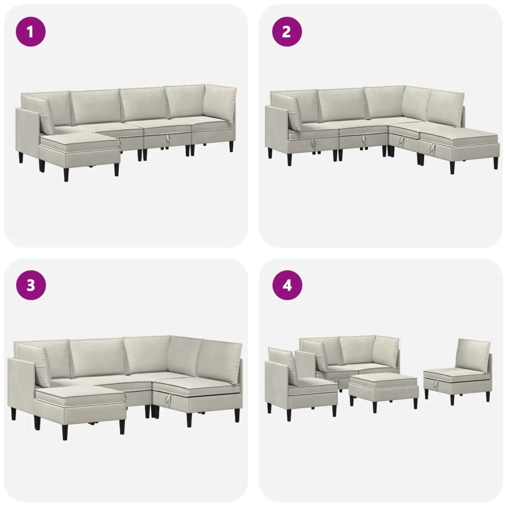 Set di mobili per il soggiorno con cuscino 5 pcs Crema Velluto
