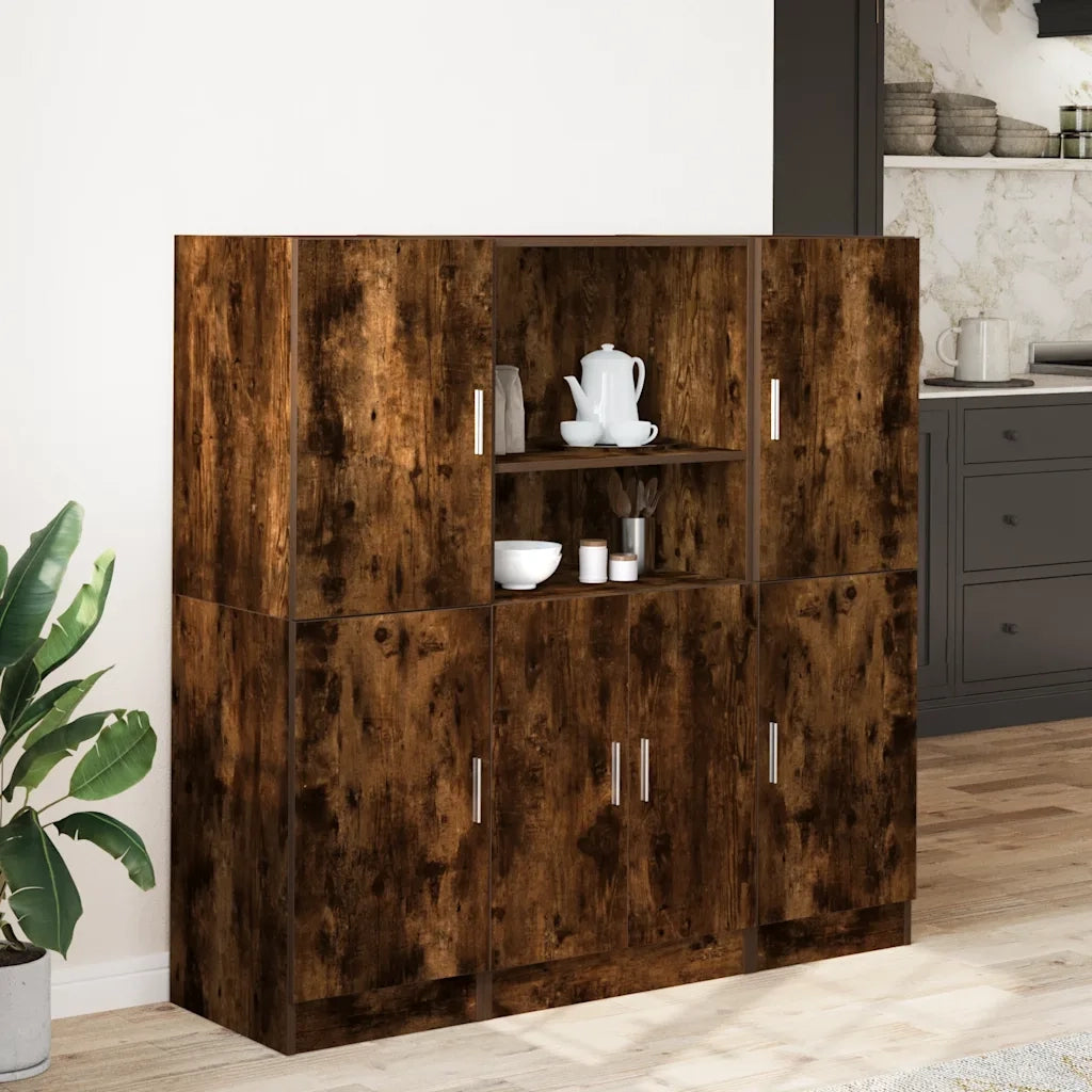 Set di Mobili da Cucina 3 pz Rovere Fumo in Truciolato 3324155