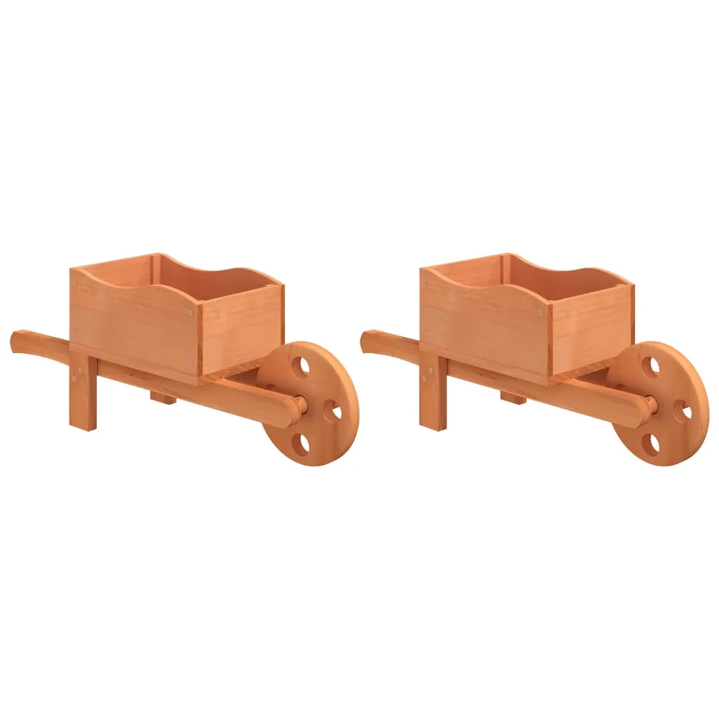 Fioriere a Carriola 2 pz 47x15x19 cm Legno Massello di Abete 364228
